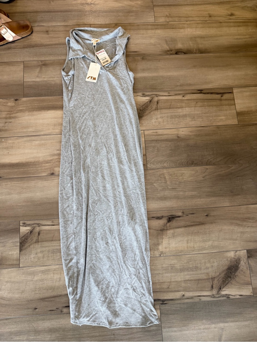SYM Maxi Dress gray with Collar XL New